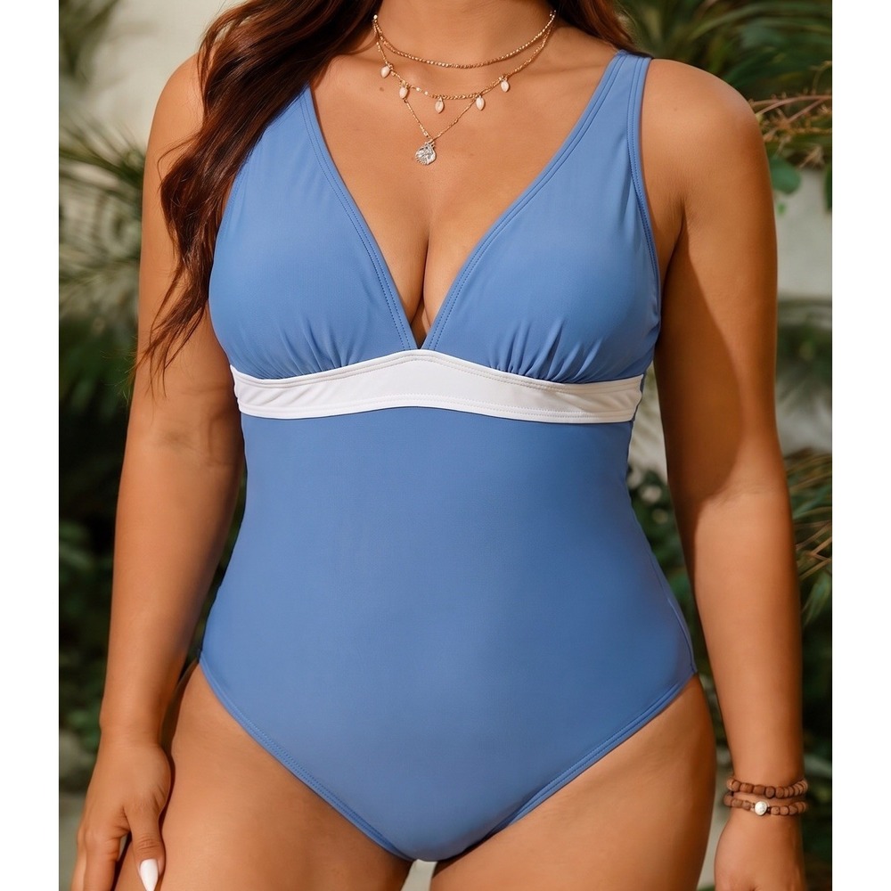 Tommy Bahama Pearl Over The Shoulder One-Piece Swimsuit Size 10 Deep V-Neck
